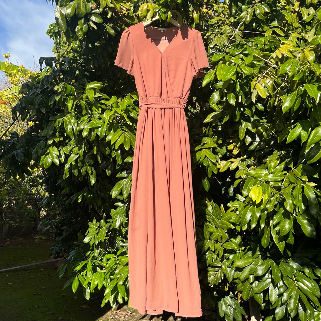 Baltic Born Peachy Apricot Salmon Draped Maxi Dress